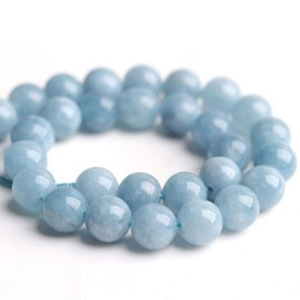 Filluck Natural Stone Beads Aquamarine 8mm Polished Round Smooth Gemstone Beads for Jewelry Making 15 Inch(Aquamarine,8mm)