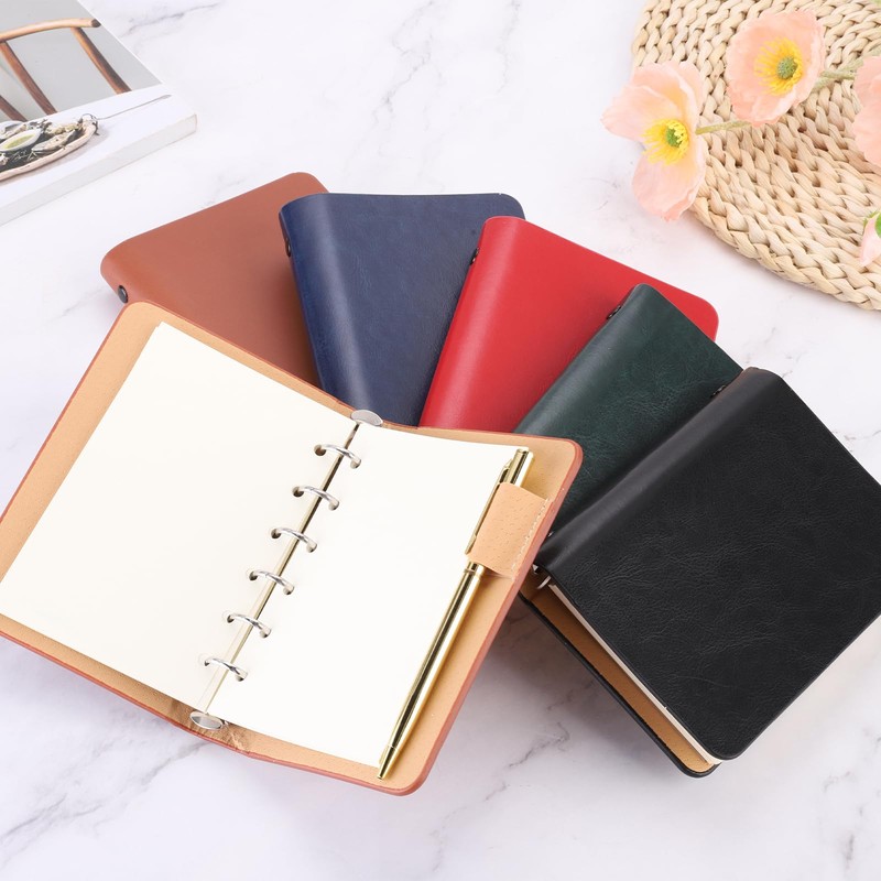 PATIKIL 6 Ring Binder Cover A7 Leather Notebook Binder Mini