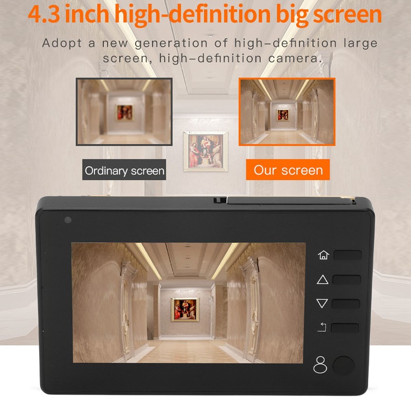 Digital Peephole Viewer Video Doorbell Camera 4.3in Indoor Monitor PIR