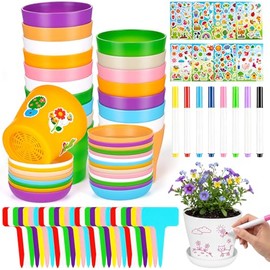 26 Pack Resin Garden Plant Pot Craft Kit for Kids, Summer Flower Plant Crafts with Pens Stickers & Labels, School Activities Growing Kit for Classroom Home DIY Birthday Gifts for Kids Girls Boy