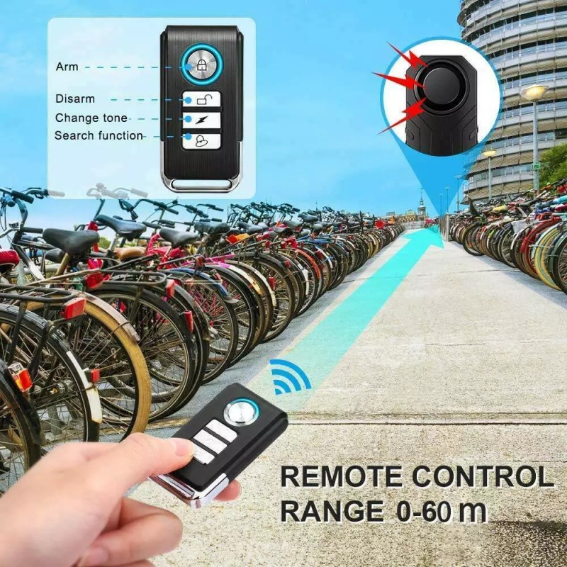 besttechtrading Bike Alarm with Remote Wireless Anti-Theft Vibration Security System