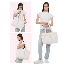 Wandering Nature Puffer Tote Bag with Cup Holder & Laptop Compartment & Trolley Sleeve for Travel, Work, Nurse, Women