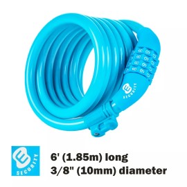 ETRONIC 6 ft. Bike Lock Cable with Resettable Combination (Blue)