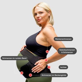 BABYGO® Abdominal Belt Belly Band Pregnancy Belt Support Belt Abdominal Support Pelvic Belt Includes Exercise Book - Yoga for Pregnant Women L Black, black