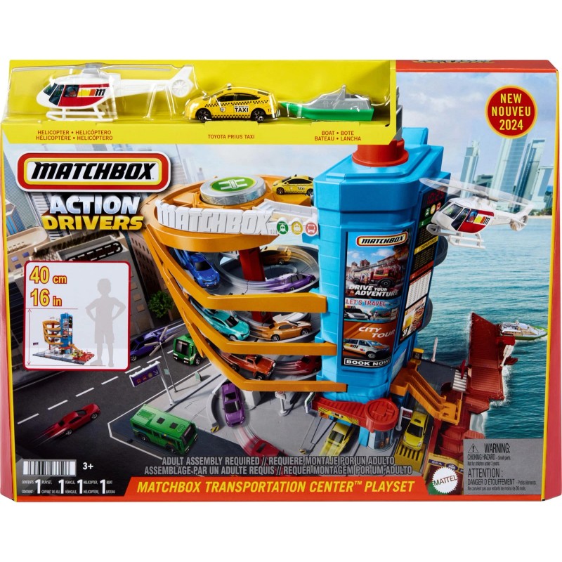 Matchbox Action Drivers Transportation Center Playset With Helicopter Boat Taxi