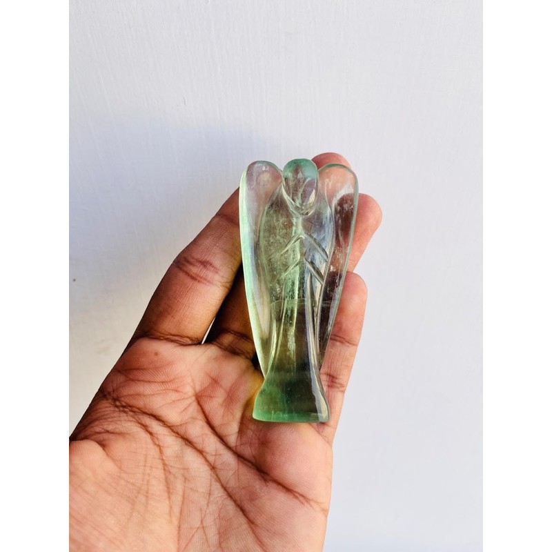 Natural Green Fluroite Crystal Angel Handmade Crystal Home Office Decorative
