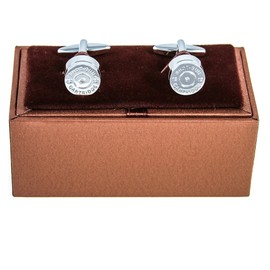 MRCUFF Bullet Shell Casing Army Police Pair Cufflinks in a Presentation Gift Box & Polishing Cloth