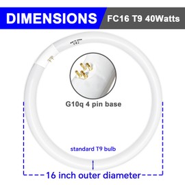 Celiwace FC16T9 40 Watt and FC12T9 32W Set 6500K, 16 inch T9 40W Circline Light Bulbs, 12 inch 32W Circular Fluorescent Round Bulb CRI 80, DL 4700 Lumen G10q