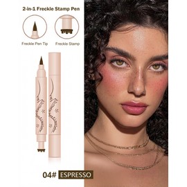 SUMEITANG 2-in-1 Faux Freckle Stamp Pen, Dual-Ended Waterproof Fake Freckle Pen with Different Size Stamps & 0.5mm Tip, Quick Natural Sun-Kissed Freckles for Makeup for Freckle Lovers