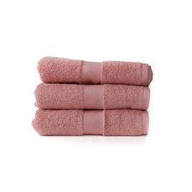 Taka Fabrics 3 Pieces Wave Collection Ultra Soft and Highly Absorbent 100% Turkish Cotton Towels Bath, Hand, Kicthen Facecloth Sauna Pool Guest Towels Sets (80x50cm-3 Pieces, Pinky)