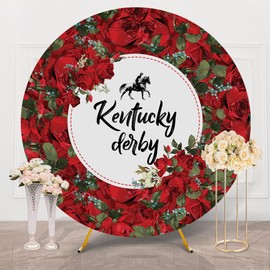TTshouse 2026 Kentucky Derby Round Backdrop Cover 6.5 ft Circle Photo Booth Background Run for The Roses Churchill Downs Horse Racing Indoor Outdoor Party Photography Home Wall Decoration