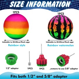 2 Pieces Swimming Pool Balls Inflatable Pool Balls Star Pool Toys Ball Pool Diving Ball with Hose Adapter for Underwater Passing Dribbling Diving Water Pool Games (Rainbow Fruit Style)