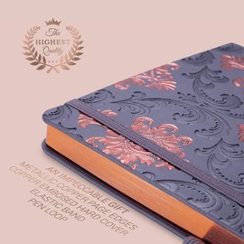 Exclusive Writing Journal for Women and Men - Handmade in Italy with Ivory Paper - Travel Diary Notebook for Daily Notes, Dreams or Planning - Perfect for a Traveler, Writer, Musician(ROSE) (BAROQUE COOPER)