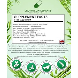 Pure Hair Skin and Nails Capsules | Biotin Bamboo Vitamin C Niacin | Crown Supplements (90 Capsules)