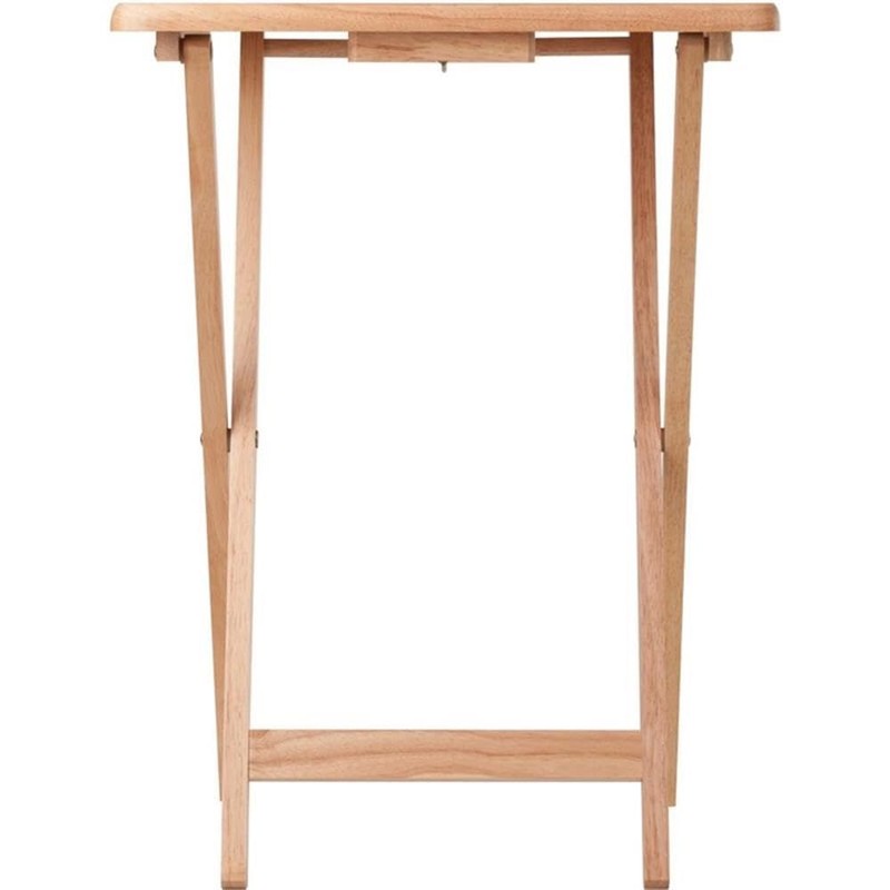 Pemberly Row Transitional Solid Wood Snack Table in Natural (Set