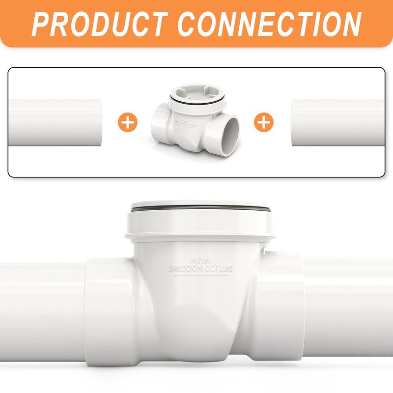 GASHER 4" PVC Backflow Preventer Valve, Sewer Check Back Flow