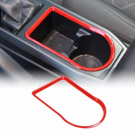 Gear Box Cup Holder Trim Ring Compatible with Toyota Tacoma 2016-2023, Center Console Gear Shift Panel Frame Cover Trim Accessories(Cup Holder Ring-red)
