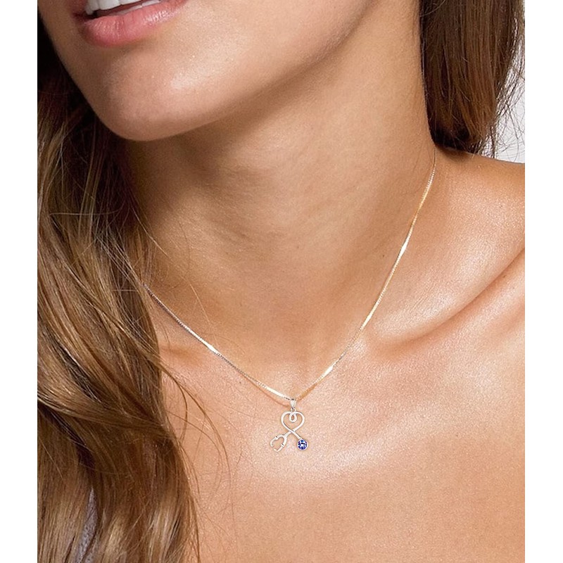 Aoboco Sterling Silver Necklace with Stethoscope and Infinity Heart Pendant,