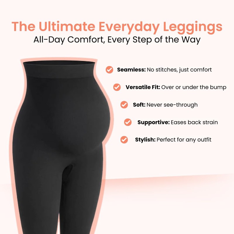 Mamafique Maternity Leggings (US, Alpha, Large, Regular, Regular, Black)