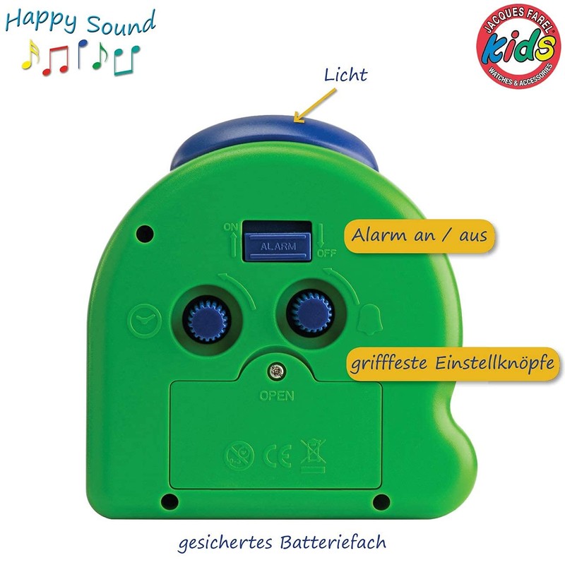 Jacques Farel AVC13DINO-G Happy Sound Kids Alarm Clock Dino