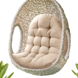 MQK Thick Egg Chair Cushion Replacement, Button Tufted Outdoor Swing Chair Cushion with High Elasticity PP Cotton and Skin-Friendly Fabric, Hanging Cushion for Patio Porch Furniture (Only Cushion)
