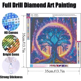 Ekuxom Tree of Life Diamond Art Kits for Adults, 5D Diamond Painting Kits for Adults Beginners, DIY Round Drill Diamonds Gem Art for Crafts Home Wall Decor 14x14inch