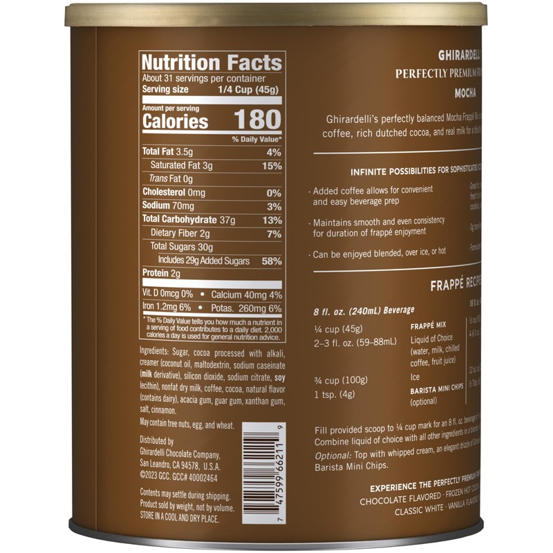 Ghirardelli Mocha Frappe, Powder, 3.12 lb