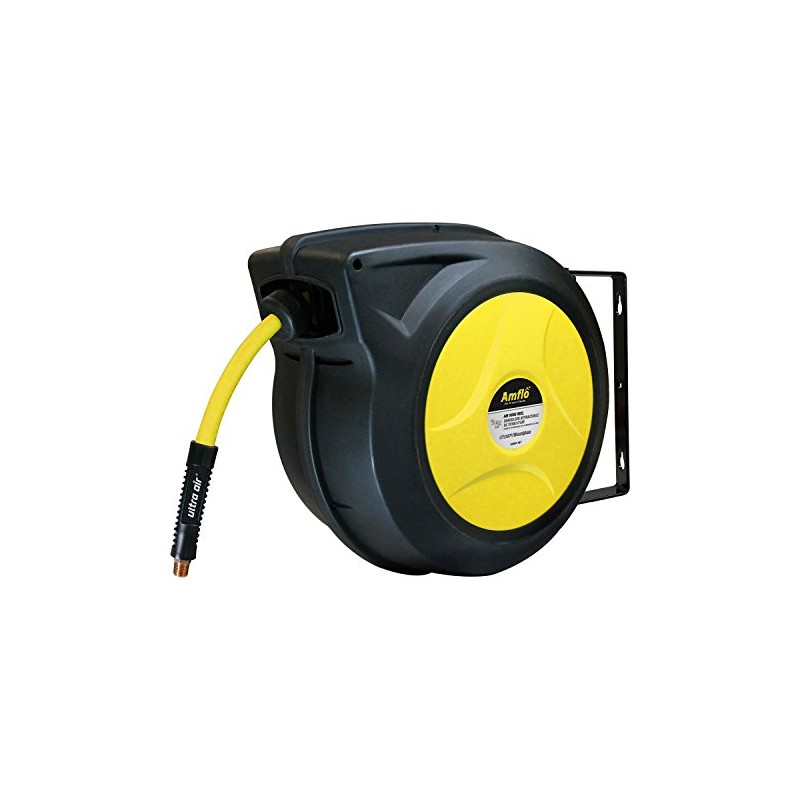 Amflo 588HR-RET 3/8" x 50' Enclosed Hyrbrid Hose Reel, Yellow