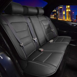 FH Group Universal Fit Back Seat Faux Leather Car Seat Cover, Rear Seat Covers for Cars with Rear Split Bench, Car Interior Accessories for SUV, Sedan, Van, Gray