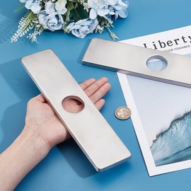 UNICRAFTALE 2Pcs 304 Stainless Steel Sink Faucet Base Plate 10 Inch Kitchen Sink Faucet Hole Cover Deck Plate Escutcheon 1 Hole Long Rectangle Cover Plate for Kitchen or Bathroom