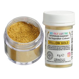 Sugarflair Yellow Gold Edible Lustre Dust (E171 Free), Add a Lustrous Shine to Cakes or Decorations. Brush On or Add Rejuvenator to Create Eye-Catching Edible Paint - 4g