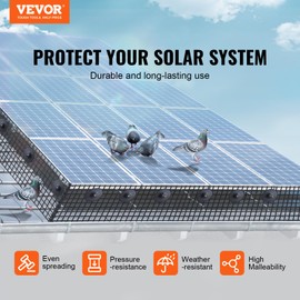 VEVOR 6 inch x 100ft Solar Panel Bird Guard, Critter Guard Roll Kit with 60pcs Durable Metal Fasteners, Solar Panel Guard with Rust-Proof PVC Coating, 1/2 inch Wire Roll Mesh