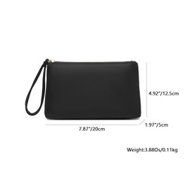 YONBEN Nylon Organizer Bag - Makeup Pouch for Purse, Waterproof Wristbands Bag with Zipper Pocket, Credit Card Pouch, Black Nylon, Simple