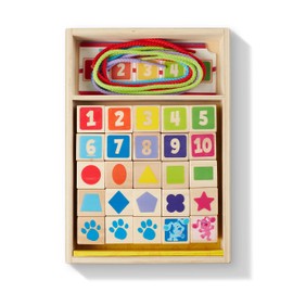 Melissa & Doug Blue’s Clues & You! Wooden Lacing Beads - 25 Beads, 4 Cords - Blue's Clues Toys For Toddlers, Fine Motor Skills Toys For Kids Ages 3+ - FSC-Certified Materials