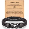 Uncle Gifts, To My Uncle Brown Infinity Leather Bracelet for