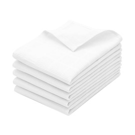 ZOLLNER 5er Set Geschirrtücher - Baumwolle in 50x70 cm - saugstarke und strapazierfähige Küchentücher - Waffelpique mit Karomuster - waschbar bis 60°C – in weiß - Oeko Tex® Zertifiziert