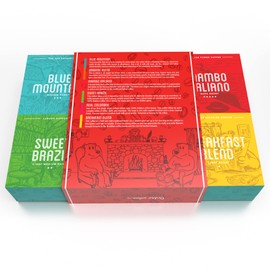 Brown Bear Christmas Coffee Beans Gift Set - 6 Blends in 1 Xmas Selection Pack - For Men and Women - Strength 3 4 5 Coffee Machines - Light Medium Dark Roast