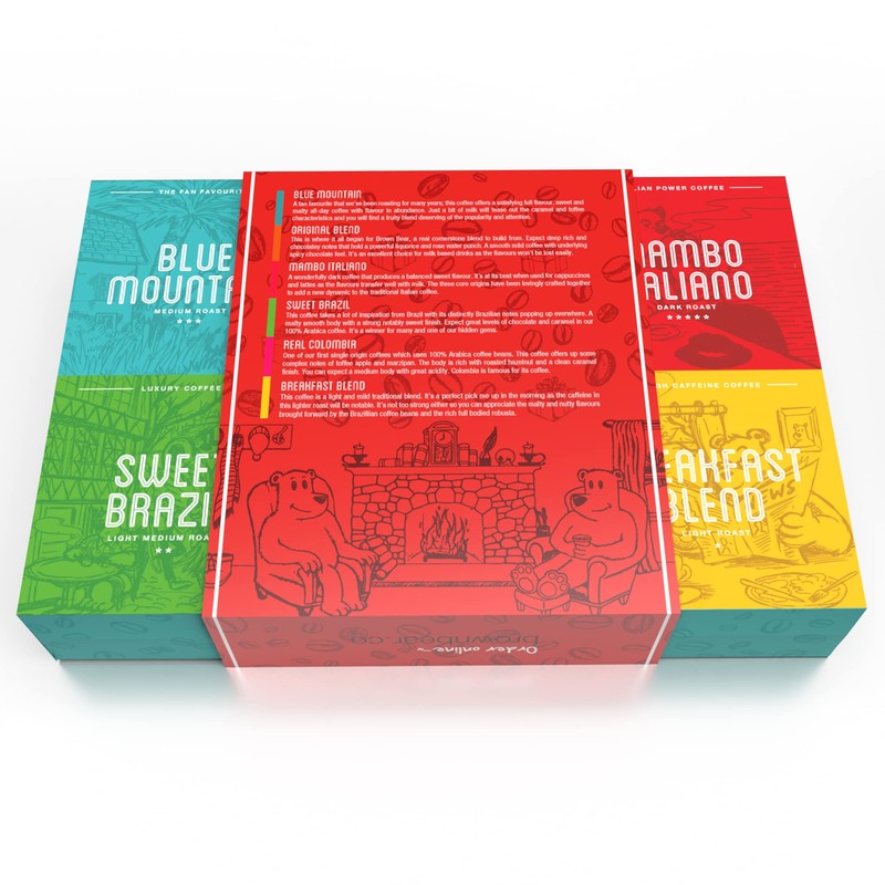 Brown Bear Christmas Coffee Beans Gift Set - 6 Blends