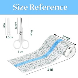 ElevaPulse Duschpflaster Wasserfest, 15cm * 5m, mit Schere, Diy Size - Großes Wasserdichtes Pflaster für Post-OP, Tätowierungen und Heilung, Transparent, Atmungsaktiv und Hypoallergen