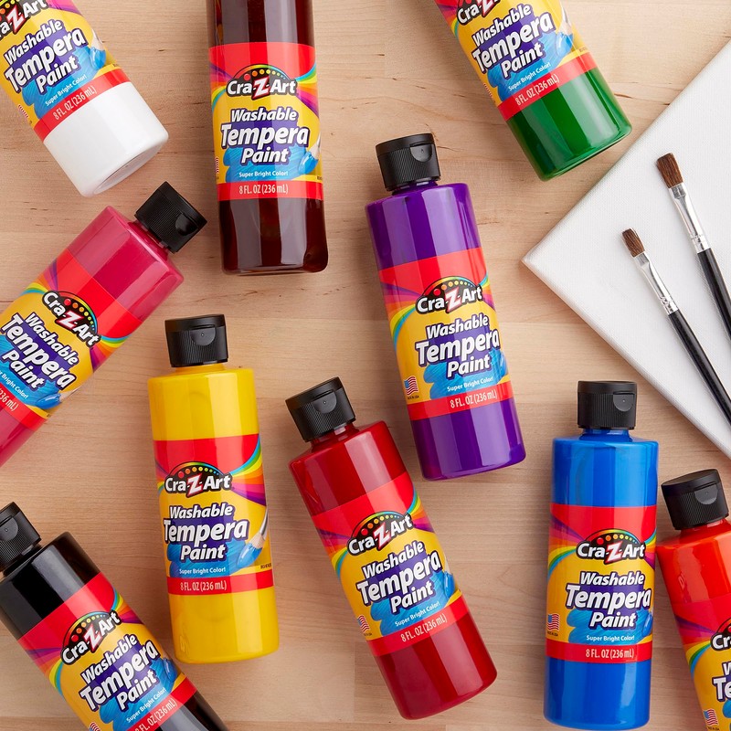 Cra-Z-Art Washable Tempera Paint Bulk Pack 10ct, Assorted Colors 8oz