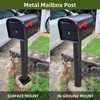 KOMOHOM 43" Mailbox Post with Mounting Bracket, Black In-Ground Mounting