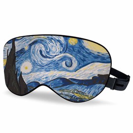 Vnwoalu Starry Night Sleep Eye Mask Van Gogh Classic Arts Men Women Sleep Mask with Adjustable Strap Eye Cover Eye Shade for Travel, Nap,Meditation