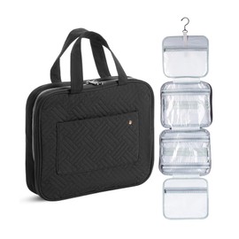 Ms. pen- Travel Toiletry Bag for Women & Men with Hanging Hook, Black, Portable Water-Resistant Travel Makeup Bag