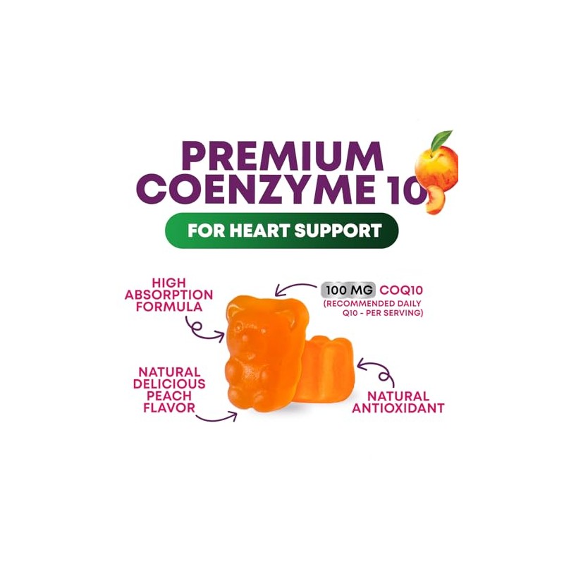 CoQ10 Gomitas - Vitaminas de goma de melocotón con coenzima
