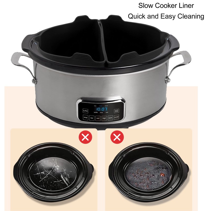 2Pcs Slow Cooker Liner 6‑7QT Silicone Cook Pot Divider Slow