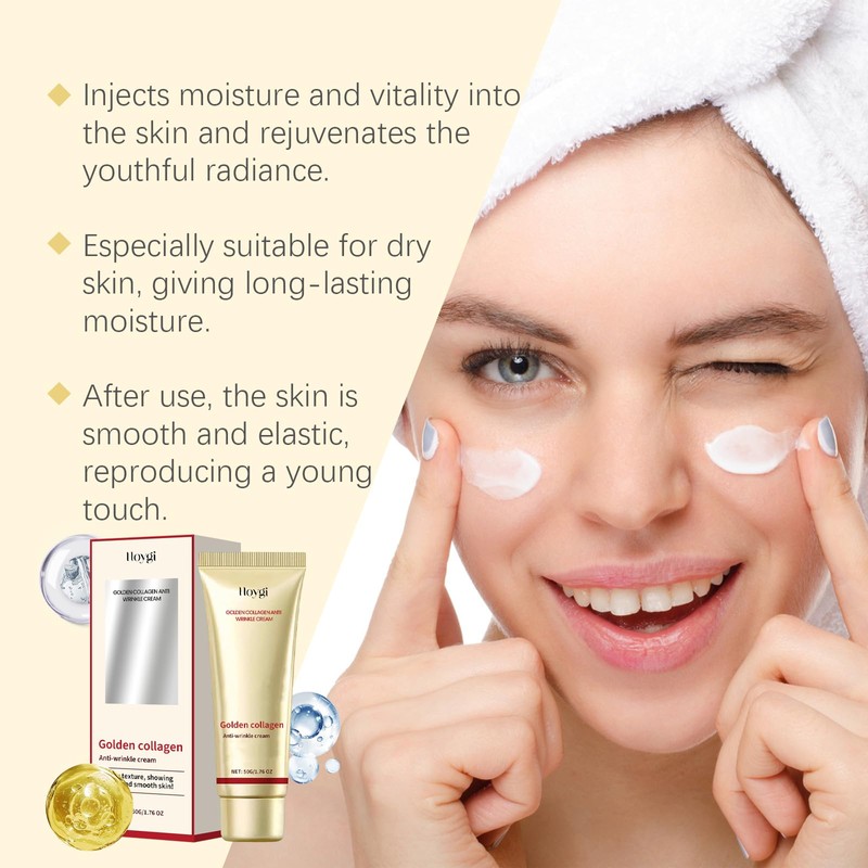 Gold Collagen Anti-Wrinkle Cream, 50 GM, Hydrating, Moisturizing, Firming, Revitalizing