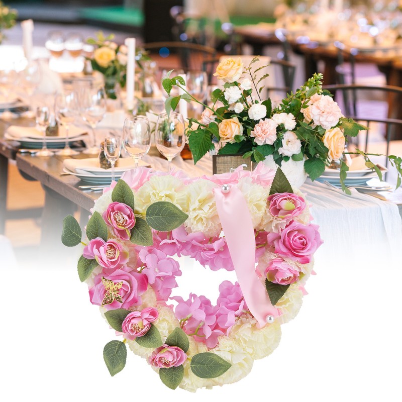Artificial Heart Shaped Wreaths Wedding Wreaths Fake Flowers Decoration for