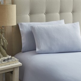 Laura Ashley - King Sheet Set, Cotton Flannel Bedding, Brushed for Extra Softness & Comfort (Serene Blue, King)