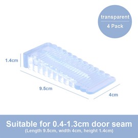 Rubber Door Stopper, Set of 4, Height Adjustable Door Wedge, Non-Slip Window Stopper, Wedge Medium Transparent, Non-Toxic, No Unpleasant Odour Door Stopper Wedge on Bathroom, Balcony Door, Children's
