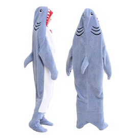 Unisex Children Shark Onesie Sleeping Bag, Shark Blanket with Hood, Shark Costume，Wearable Shark Blanket,for Holiday Cosplay